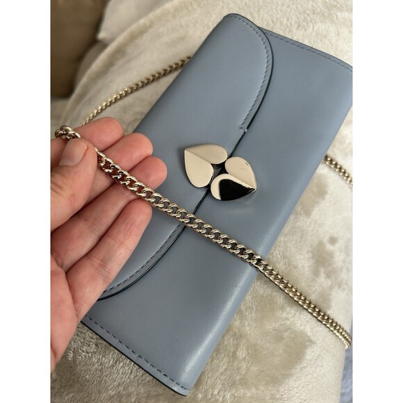 Kate Spade Smooth Italian Leather lula Crossbody Wallet Blue Color New - Picture 1 of 10